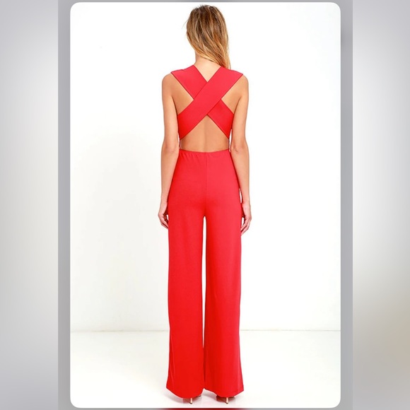 S - Lulu’s Cat's Meow Red Jumpsuit - Picture 8 of 8